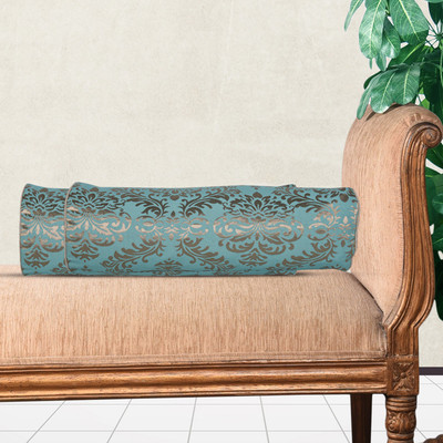 Home-The best is for you Microfibre Abstract Bolster Pack of 2(Turquoise)