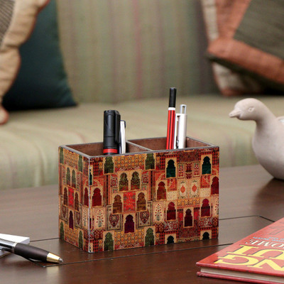 DULI 2 Compartments Pen Stand, Pencil Holder for Table Desk Décor Pen Stand(Multicolor)