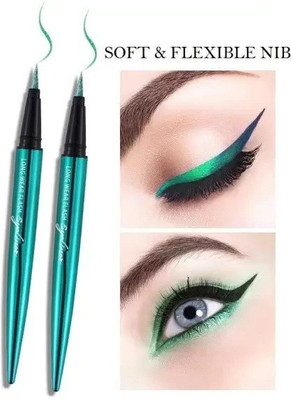 MYEONG BEST SHIMMERY & SHINY DIAMOND GREEN WATER PROOF EYE LINER COMBO OF 2 3 g(GREEN)