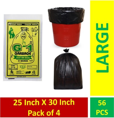 G-1 25x30 Inch, Large Black Garbage Bags, Pack of 4 Large 25 L Garbage Bag  Pack Of 56(56Bag )