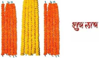 Mahima 15 STRING OF ARTIFICIAL FLOWER GARLAND OF 4.5 FEET LONG EACH GARLAND HAS 30 FLOWER WITH SHUBH LABH PVC Garland(Orange, Yellow)