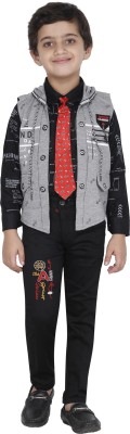 Fourfolds Boys Party(Festive) Shirt Trouser(Grey Black)