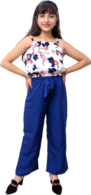 LIME N LEMON Girls Casual Top Pant(Blue)