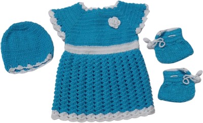 Cute Collection Baby Girls Party(Festive) Top Bootie, Cap(Blue)