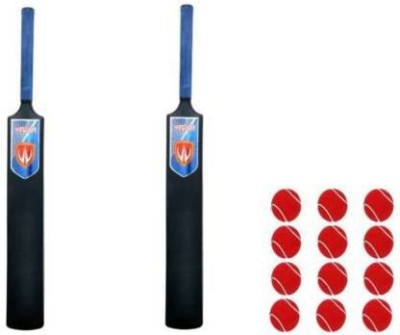 Windsor Era Plastic Bat Ball , 2 Plastic Bat Size 6 , Plastic Bat With 12 Red Tennis Ball Cricket Kit Cricket Kit