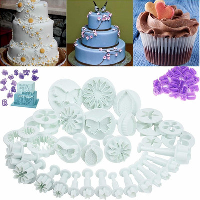 SYGA New 73Pcs/Set Fondant Cake Cutters Decorating Tools Plunger Candy Sugarcraft Flower Modelling Cutter Mold Bakeware Tools Cookie Cutter(Pack of 73)