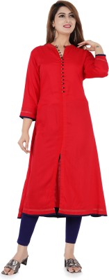 Vinita Fashion Women Solid A-line Kurta(Red)