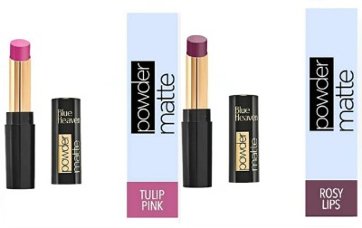 BLUE HEAVEN POWDER MATTE TULIP PINK PM04 (3.5g) + ROSY LIPS PM06 (3.5g) LIPSTICKS(Pink, Purple, 7 g)