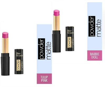 BLUE HEAVEN POWDER MATTE TULIP PINK PM04 (3.5g) BARBIE DOLL PM01 (3.5g) LIPSTICKS(pink, pink, 7 g)