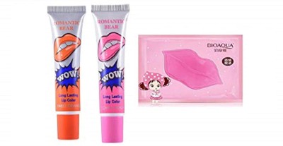 Digital Shoppy Romantic Bear Wow Lipstick With Lip Mask/Plumper (LOVELY PEACH, SWEET ORANGE)(orange, 15 g)