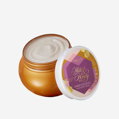 Oriflame MILK & HONEY AMBER ELEGANCE HAND & BOADY CREAM ORGANICALLY SOURCED EXTRACTS ORIGINAL BY SATNAM DISTRIBUTONS(250 g)