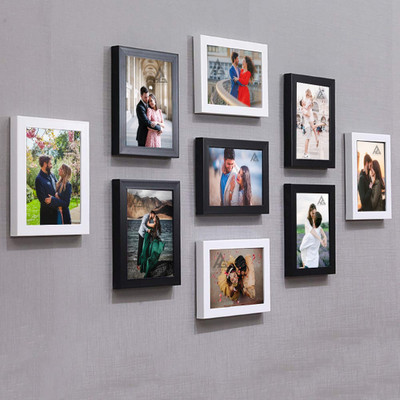 AG CRAFTS Wood Wall Photo Frame(Black, 9 Photo(s), 5/7)