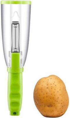 Top Trick 1 PS Multifunctional Vegetable Or Fruit Peeler with Collect Cup Fruit Peeler with Smart Stainless Steel Blade Container Straight Peeler(Multicolor)