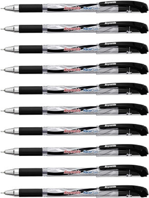Reynolds Racer Gel Waterproof Ink Black Gel Pen(Pack of 10, Ink Color - Black)