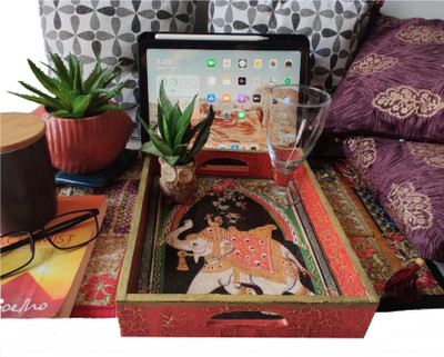 Shilpika Handmade Wooden| Rajasthani| Home Decor | Kitchen Use | Serving Tray | Dinning Tray