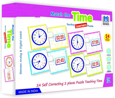 ARNIYAVALA Educational Jigsaw Puzzle Range for Kids (Match The TIME)(24 Pieces)