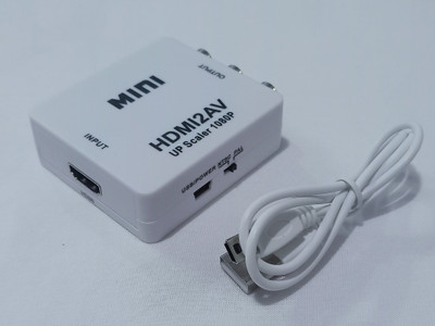 GIPTIP MINI HDMI2AV HD Video Converter UP Scaler Full HD 720/1080p Media Streaming Device Selector Box Media Streaming Device(White)