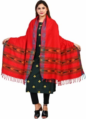 Royal-E-Kashmir Wool Solid Women Shawl(Red)