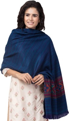 Braid N Cord Polyester Wool Blend Applique Women, Men Shawl(Blue)