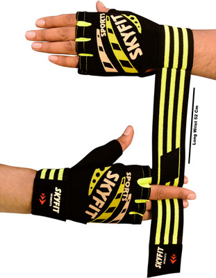 VELLY FIVE Gym Sports and Workout Gloves Gym & Fitness Gloves(Green, Black)