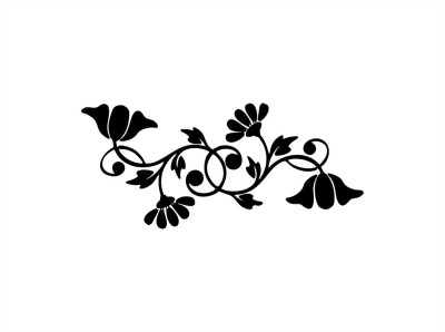 NOOR DECOR 60 cm Black Flower Floral Self Adhesive Sticker(Pack of 1)
