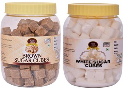 FOOD ESSENTIAL Combo Pack of Brown Sugar Cubes and White Sugar Cubes Sugar(1 kg, Pack of 2)