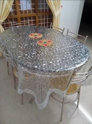 Casanest Solid 4 Seater Table Cover(Silver, PVC)