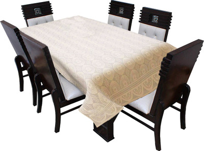 Adakriti Creations Solid 6 Seater Table Cover(Beige, Polyester)