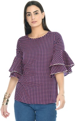 A N FASHION Casual Printed Women Purple Top