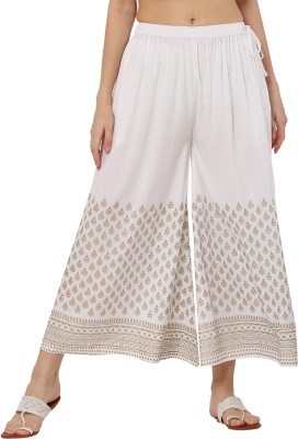 M A Fashion Flared Women White Trousers