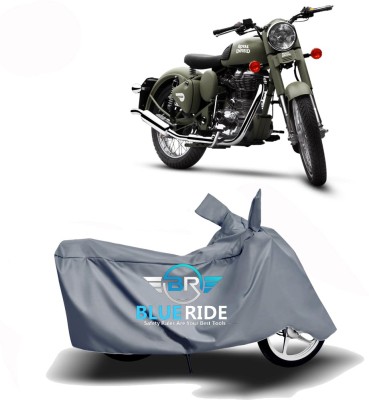 BLUERIDE Two Wheeler Cover for Royal Enfield(Battle Green, Grey)