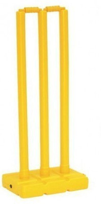 YMD Heavy Plastic Cricket Stumps Set - 3 Stumps + 2 Bails + 1 Stand(Yellow)