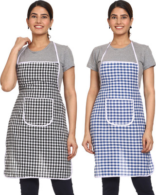BHD Creations Cotton, Polyester Chef's Apron - Free Size(Black, Blue, Pack of 2)