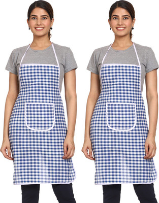 BHD Creations Cotton, Polyester Chef's Apron - Free Size(Blue, Pack of 2)