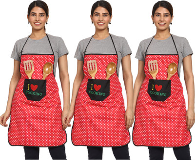 JMI Polyester Chef's Apron - Free Size(Multicolor, Pack of 3)