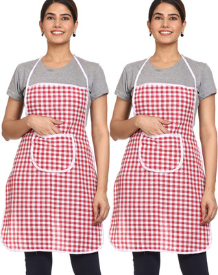 BHD Creations Cotton, Polyester Chef's Apron - Free Size(Red, Pack of 2)