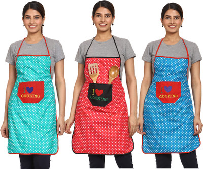 JMI Polyester Chef's Apron - Free Size(Multicolor, Pack of 3)