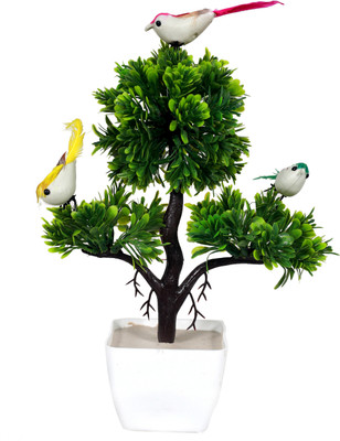 RESILIENCE Artificial Plants with Pot Bonsai Wild Artificial Plant  with Pot(25 cm, Green)