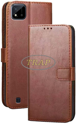 Trap Back Cover for Realme C11 New 2021 Edition(Brown, Cases with Holder, Pack of: 1)