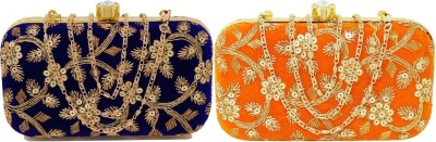 BABERWAL ENTERPRISES Casual, Formal, Party, Sports Blue, Orange  Clutch