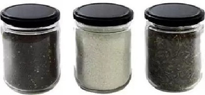 CROCO JAR Glass Grocery Container  - 500 ml(Pack of 3, Black)