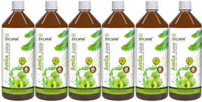 SYLVAN AYURVEDA AMLA JUICE FOR MEMORY BOOSTER, IMPROVE EYESIGHT & ALSO FOR BLOOD PURIFIER I | PACK OF 6 ( JAMBO PACK )(6 x 1000 ml)