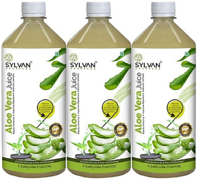 SYLVAN AYURVEDA ALOE VERA JUICE FOR IMMUNITY BOOSTING, IMPROVE DIGESTION AND FOR BALANCES HARMONS | SET OF 3 ( 3L PACK)(3 x 1000 ml)