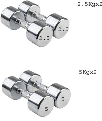 HACKERX Pair Of 2.5Kgx2, 5Kgx2 Combo Steel Dumbbell Fixed Weight Dumbbell(15 kg)