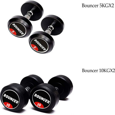 HACKERX Pair of 5Kgx2, 10Kgx2 Bouncer Dumbbell Fixed Weight Dumbbell(30 kg)