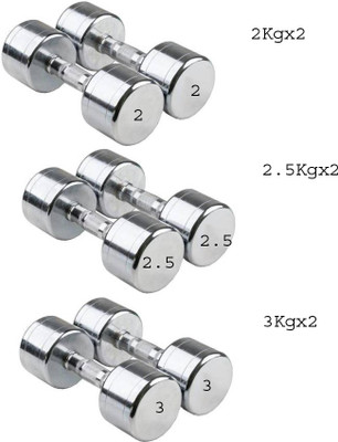 HACKERX Pair Of 2Kgx2, 2.5Kgx2, 3Kgx2 Combo Steel Dumbbell Fixed Weight Dumbbell(15 kg)