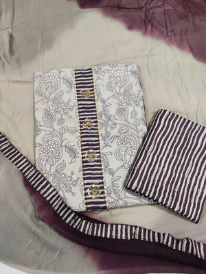Sublime W Cotton Blend Embellished, Printed Salwar Suit Material