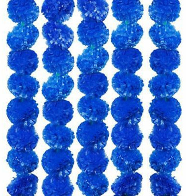Ecozias Artificial Flower, Garlands for Office, Home, Diwali, Navratri Decoration Pack of 5 blue fabric Garland(Blue)