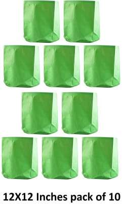 4K Agro HDPE Terrace Gardening (12X12 Inches, Green and Orange) - Pack of 10 (200GSM) Grow Bag