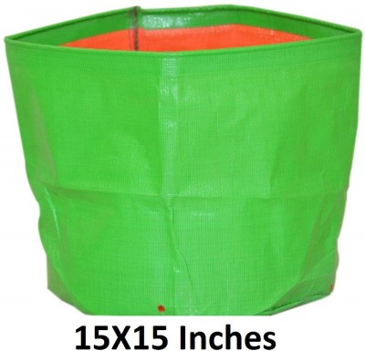 4K Agro HDPE Terrace Gardening GROW BAG circular, (15X15 Inches, Green and Orange) (200GSM)- Pack of 5 Grow Bag